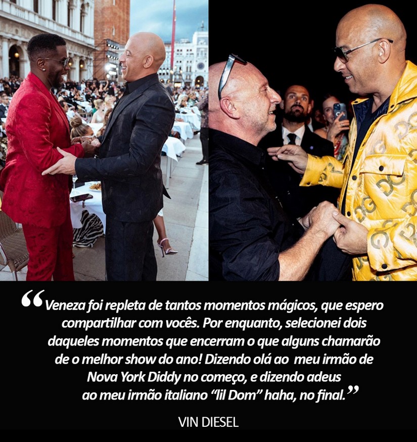 Vin Diesel encontra Diddy e Domenico Dolce en Veneza